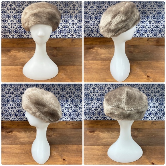 Vintage 1960s Brown Faux Fur Mid Century Pillbox Hat Mod Jackie O Style 22” - Picture 7 of 7